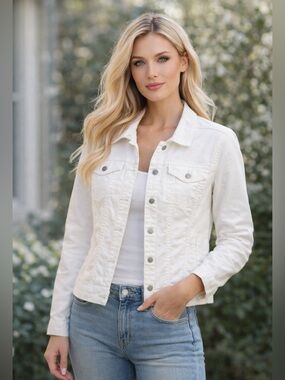 Sonoma White Denim Jacket XXL | Classic Button Front | Chic Layering Staple